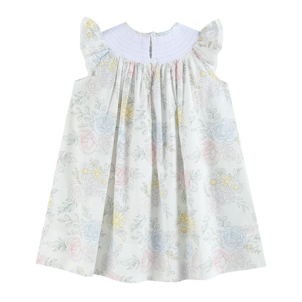 Lil Cactus - Bouquet Floral Smocked Bishop Dress