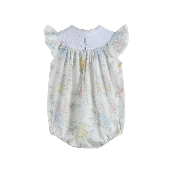 Lil Cactus - Bouquet Floral Smocked Flutter Romper