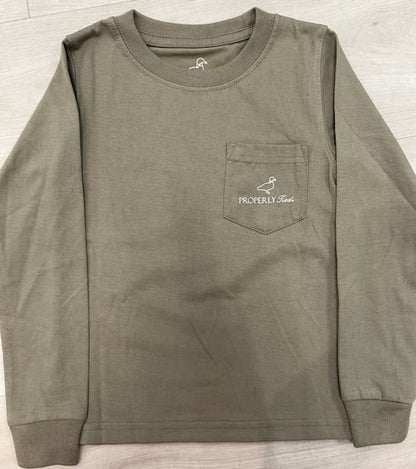 Properly Tied long sleeve cotton tee - Dog in golf cart