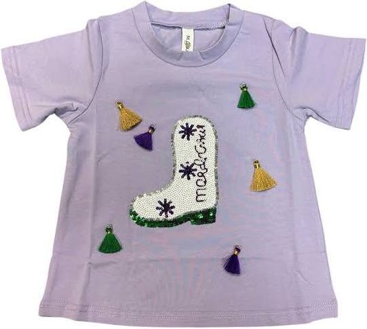 M.L. Kids - 3D Sequin Mardi Gras Boot Short Sleeve