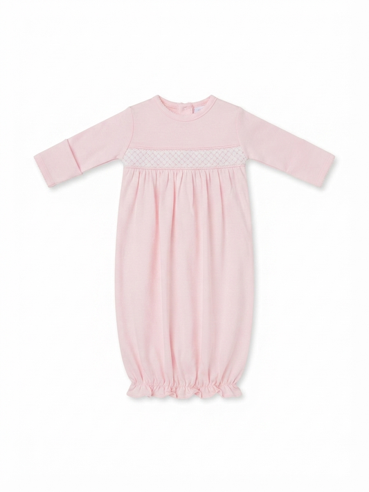 Baby Loren - Baby Pink Pima Hand Smocked Converter
