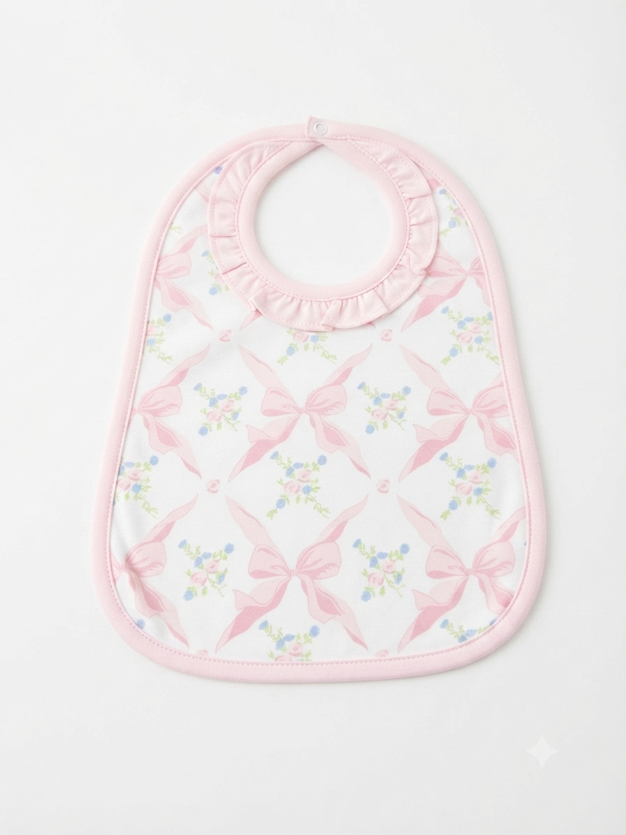 Baby Loren - Baby Pink Bows Pima Bib