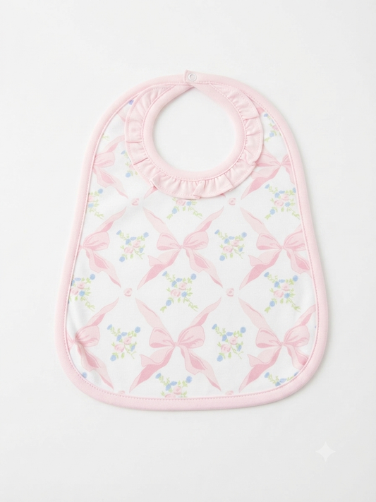 Baby Loren - Baby Pink Bows Pima Bib