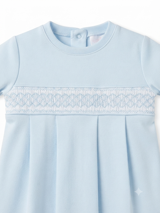 Baby Loren - Boy Blue Pima Hand Smocked Converter