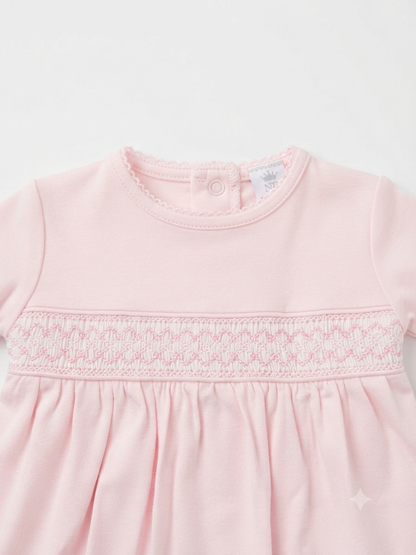 Baby Loren - Baby Pink Pima Smocked Gown