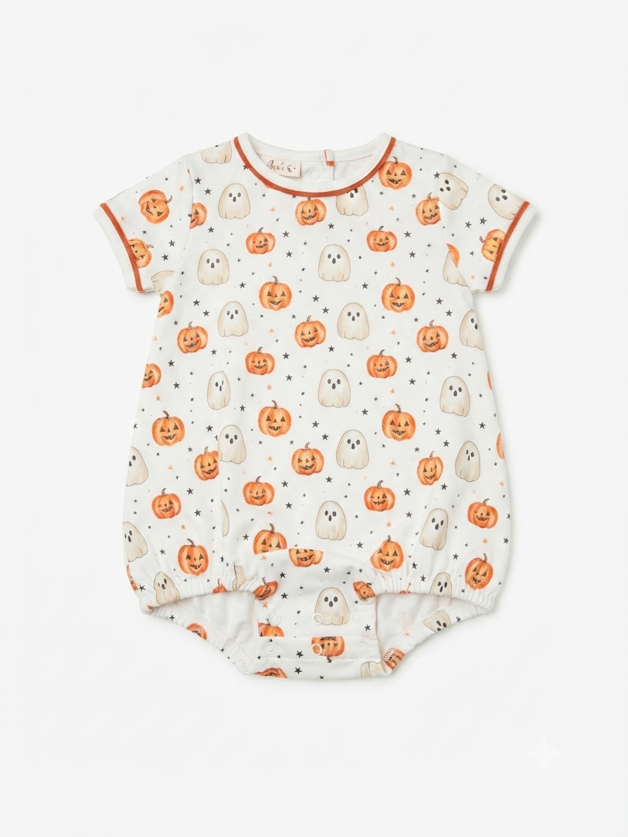 Luna & Arlo - Pumpkin and Boo Short Sleeve Bubble