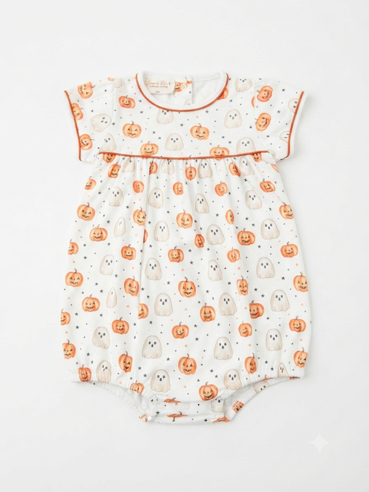 Luna & Arlo - Pumpkin and Boo Short Sleeve Girl Bubble