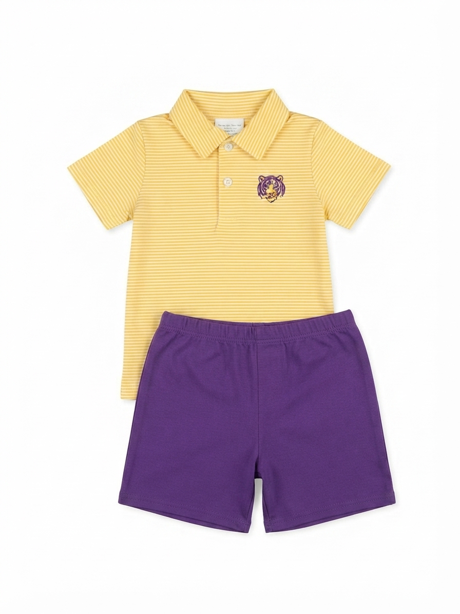 Banana Split - LSU Collared Shirt & Short Set