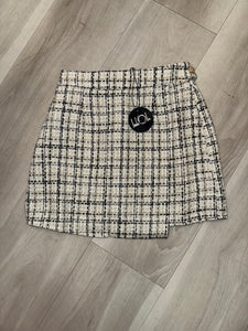 Little Olin -  Black, White And Gold Tweed Ruffle Skort