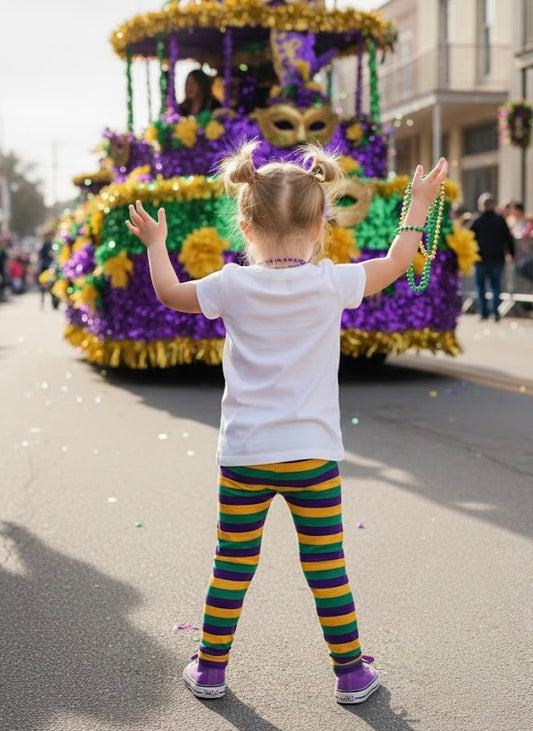 Lulu Bebe - Mardi Gras Striped Leggings
