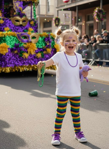 Lulu Bebe - Mardi Gras Striped Leggings