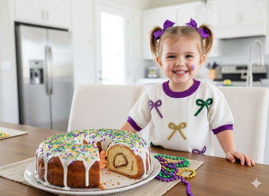 Lulu Bebe - Mardi Gras Sweater Top Purple & Gold