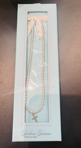 Zsa Zsa & Lolli - White Orante Cross Necklace