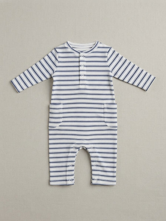 Angel Dear - Vintage Blue Stripe Uni-Romper