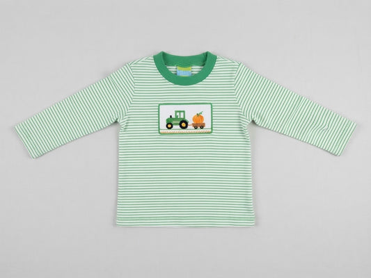 Anavini - Boy's Green Stripe Tractor L/S Tee