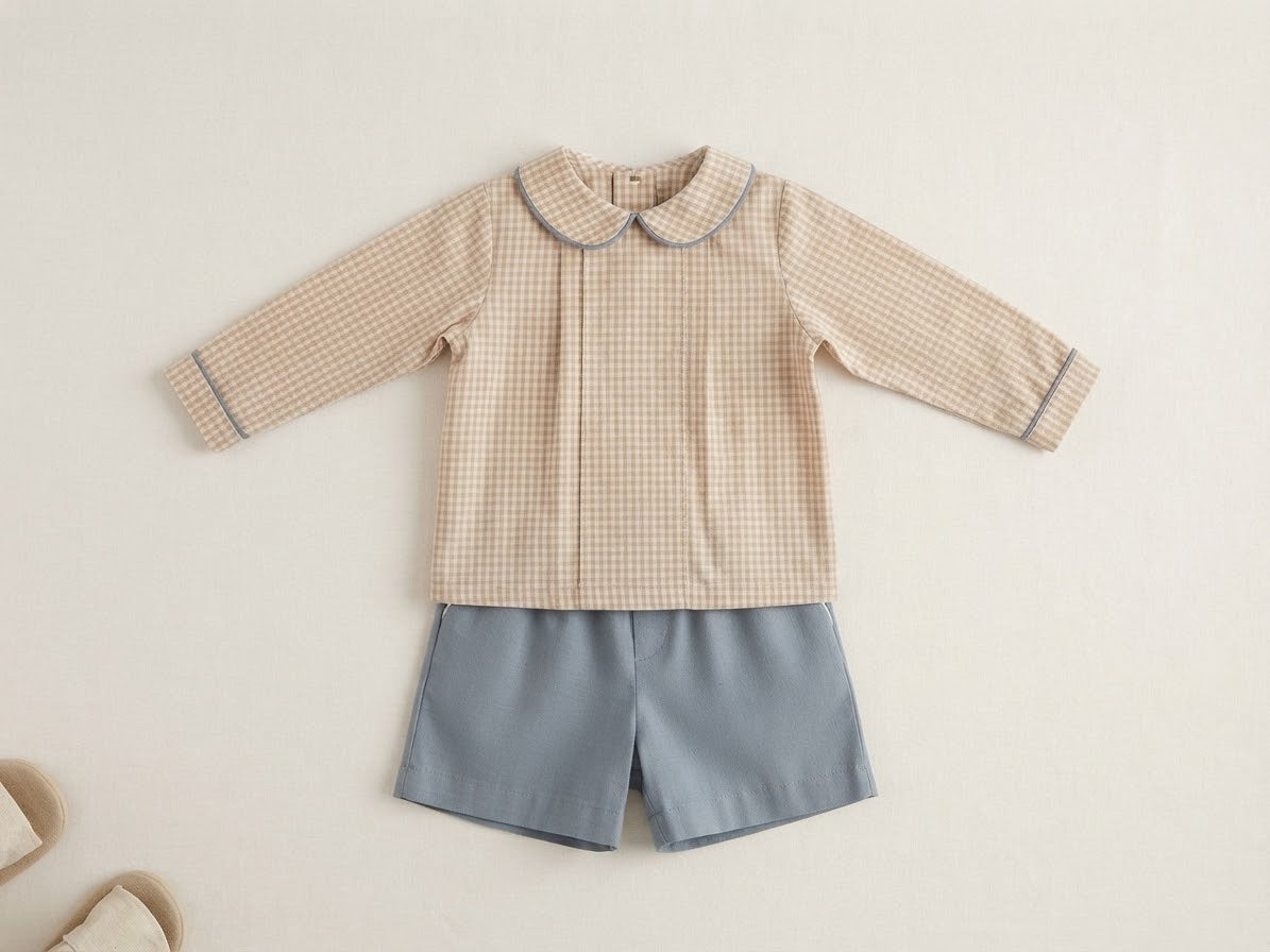 The Oaks - Tan and Blue Check Set