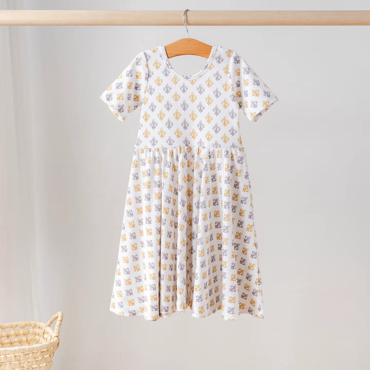 Nola Tawk - Black And Gold Fleur De Lis Twirl Dress