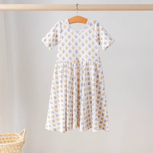 Nola Tawk - Black And Gold Fleur De Lis Twirl Dress