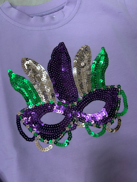 Lulu Bebe - Lavender Mardi Gras Mask Shirt