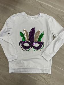 Lulu Bebe - White Mardi Gras Mask Shirt