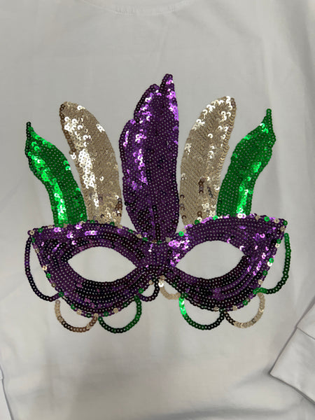 Lulu Bebe - White Mardi Gras Mask Shirt