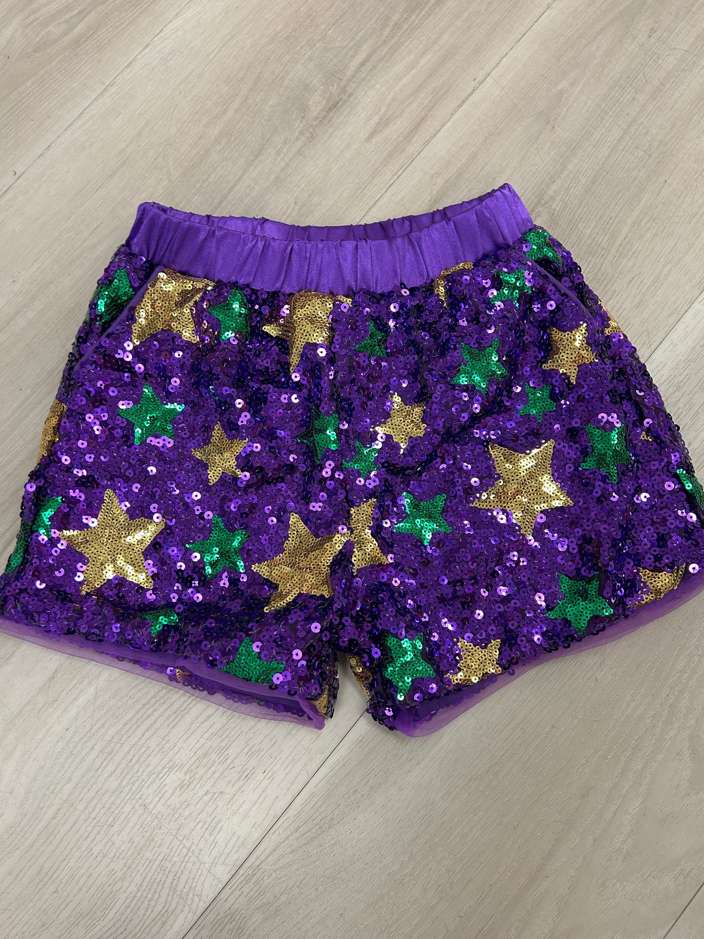Blended Spirits - Mardi Gras Sequins Star Shorts