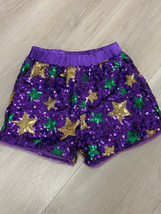 Blended Spirits - Mardi Gras Sequins Star Shorts