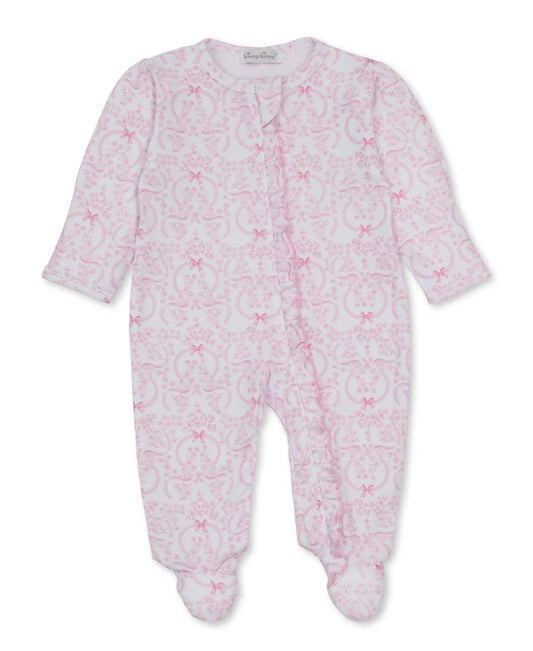 Kissy Kissy - Delicate Blooming Bows Pink Zip Footie