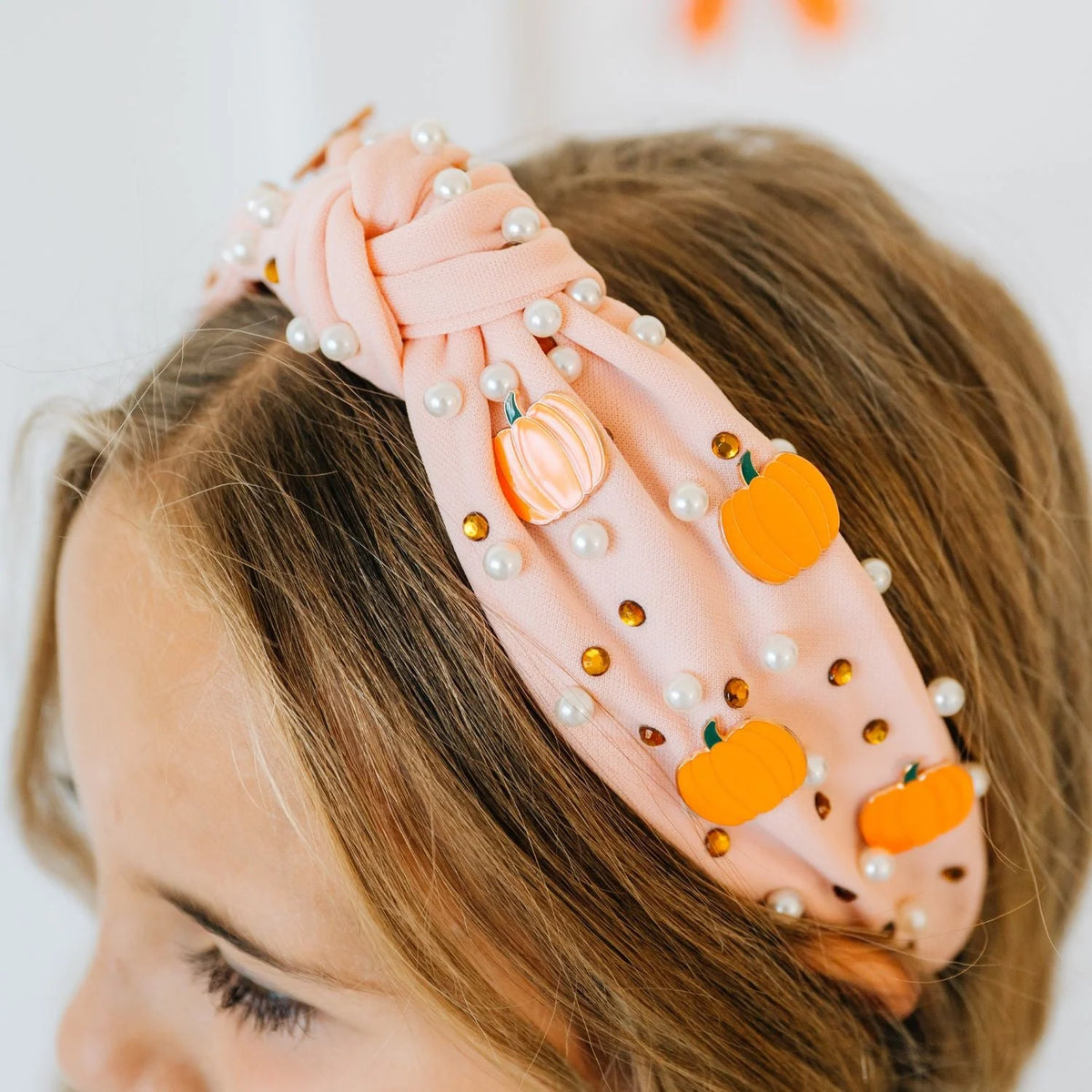 Sweet Wink - Pumpkin Pearl Gemstone Headband