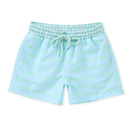 Swoon Baby- Green Gingham Swim Trunk