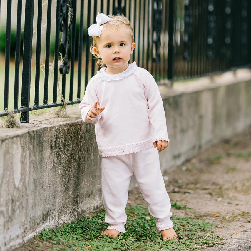 Feltman Brothers - Rose Ruffle Collar Knit Set-Pink