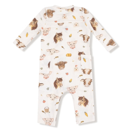 Angel Dear - Vintage Baby Farm Animals Uni Romper