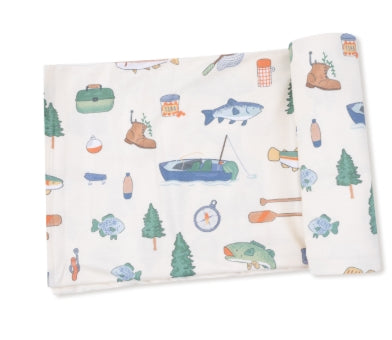 Angel Dear - Fishing Things Swaddle Blanket