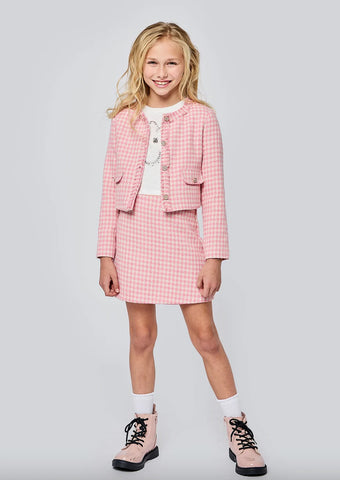 Hannah Banana - Pink Houndstooth Skirt