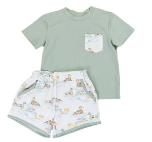 Cypress Row - Darling Ducks Boys Play Pocket Short Set