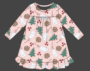 Sweet Bamboo - Santa's Cookie Pink Pajama Boho Dress