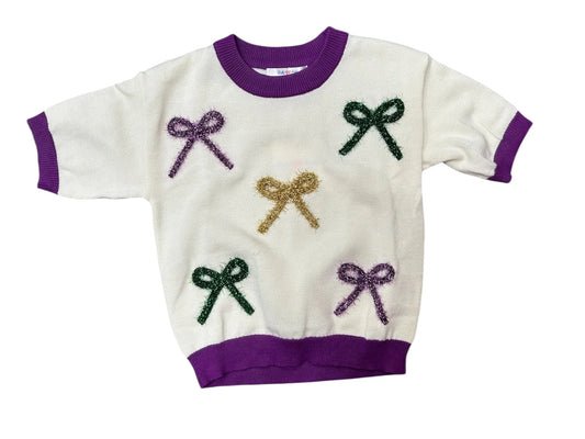 Lulu Bebe - Mardi Gras Sweater Top Purple & Gold