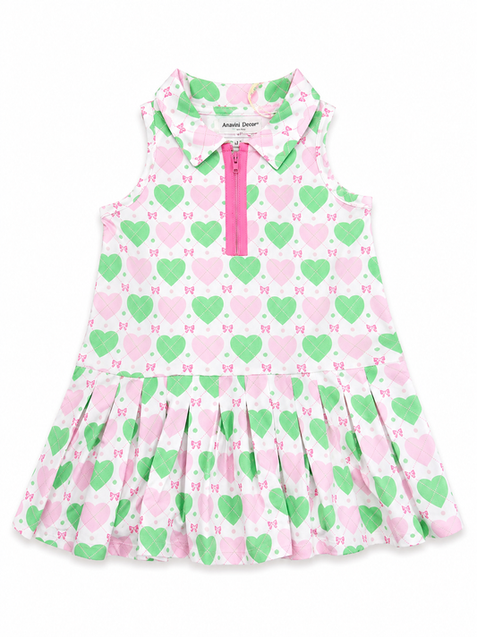 Angel Dear - Heart Argyle - Polo Tennis Dress with Cartwheel Short