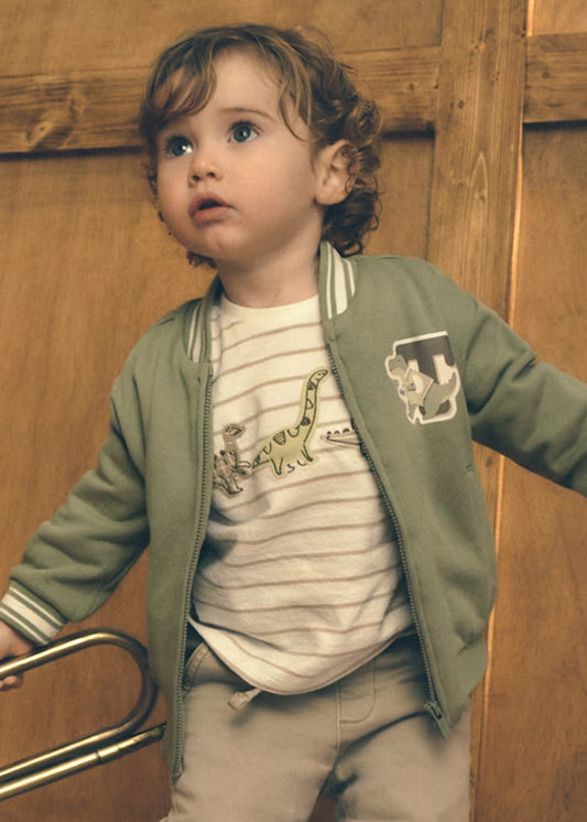 Mayoral - Boy's Striped Dino Long Sleeve Shirt