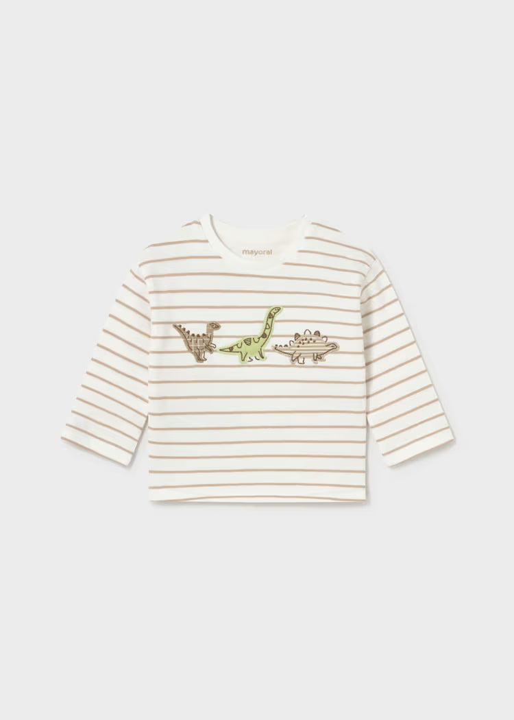 Mayoral - Boy's Striped Dino Long Sleeve Shirt