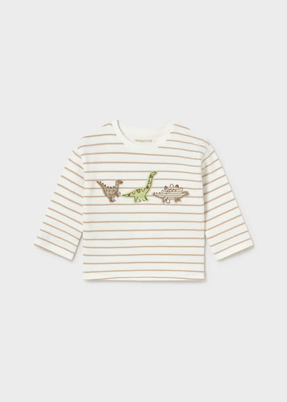 Mayoral - Boy's Striped Dino Long Sleeve Shirt