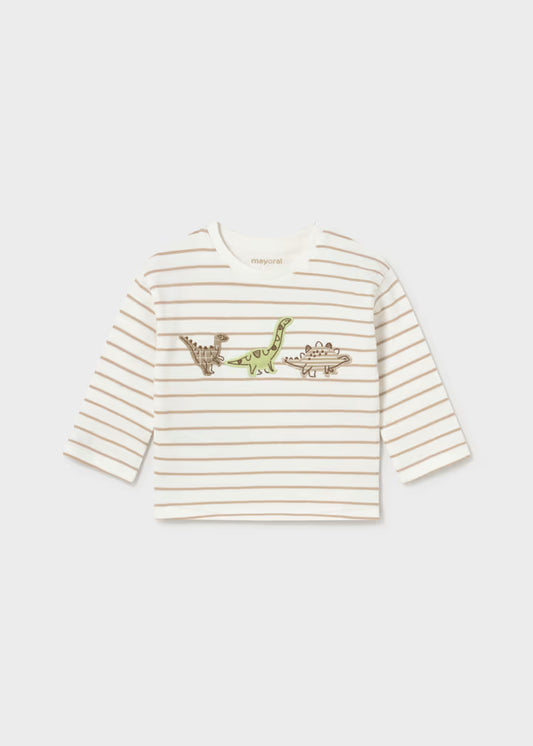 Mayoral - Boy's Striped Dino Long Sleeve Shirt