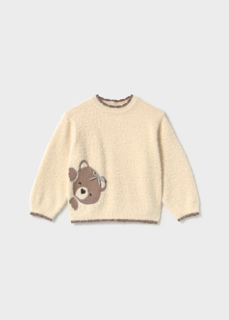 Mayoral - Girl's Fuzzy Bear sweater