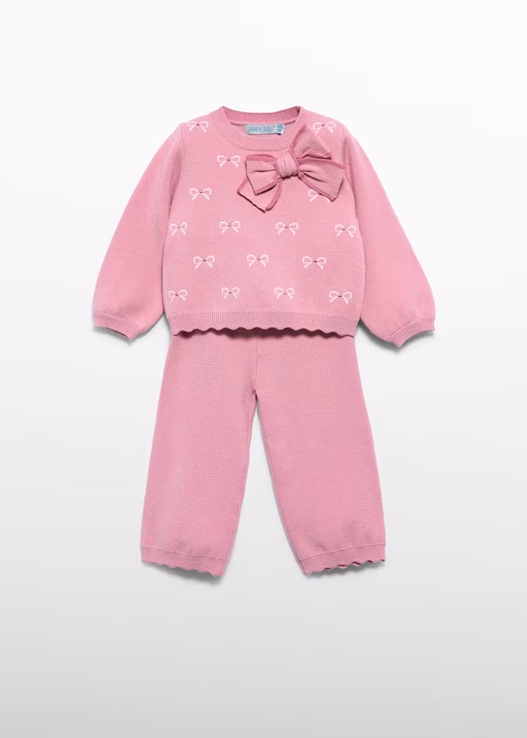 Abel & Lula - Pink Baby Girl Knit Pants Set