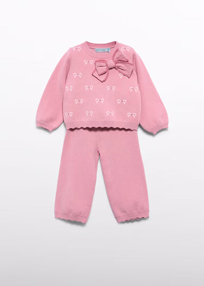 Abel & Lula - Pink Baby Girl Knit Pants Set