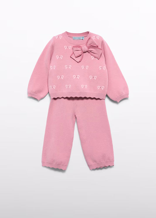 Abel & Lula - Pink Baby Girl Knit Pants Set