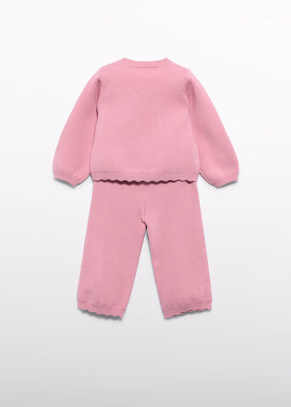 Abel & Lula - Pink Baby Girl Knit Pants Set