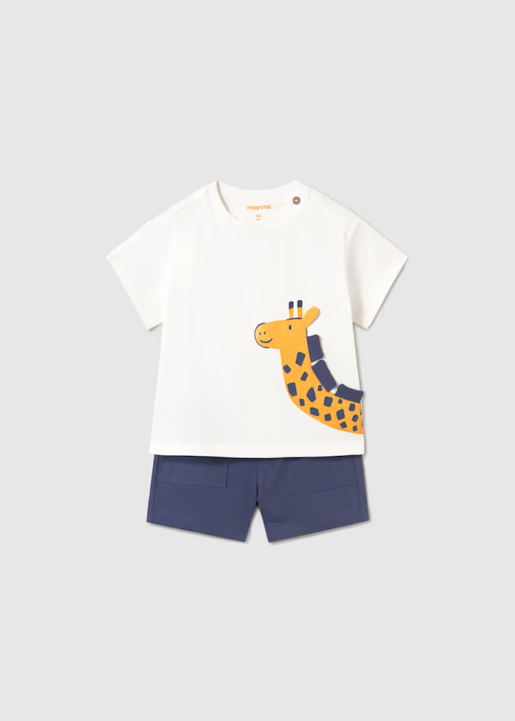 Mayoral - Giraffe Knit Shorts and T-Shirt 2-Piece Set