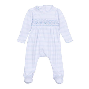 Magnolia Baby - Baby of Mine Smocked Footie  Light Blue