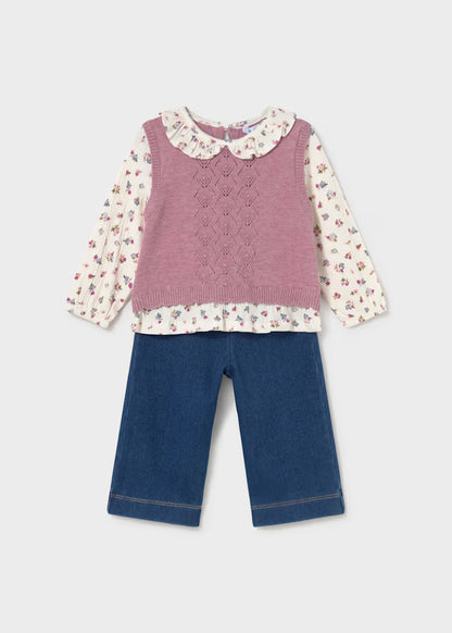 Mayoral - Girl's Violet Attached Vest & Pants Set